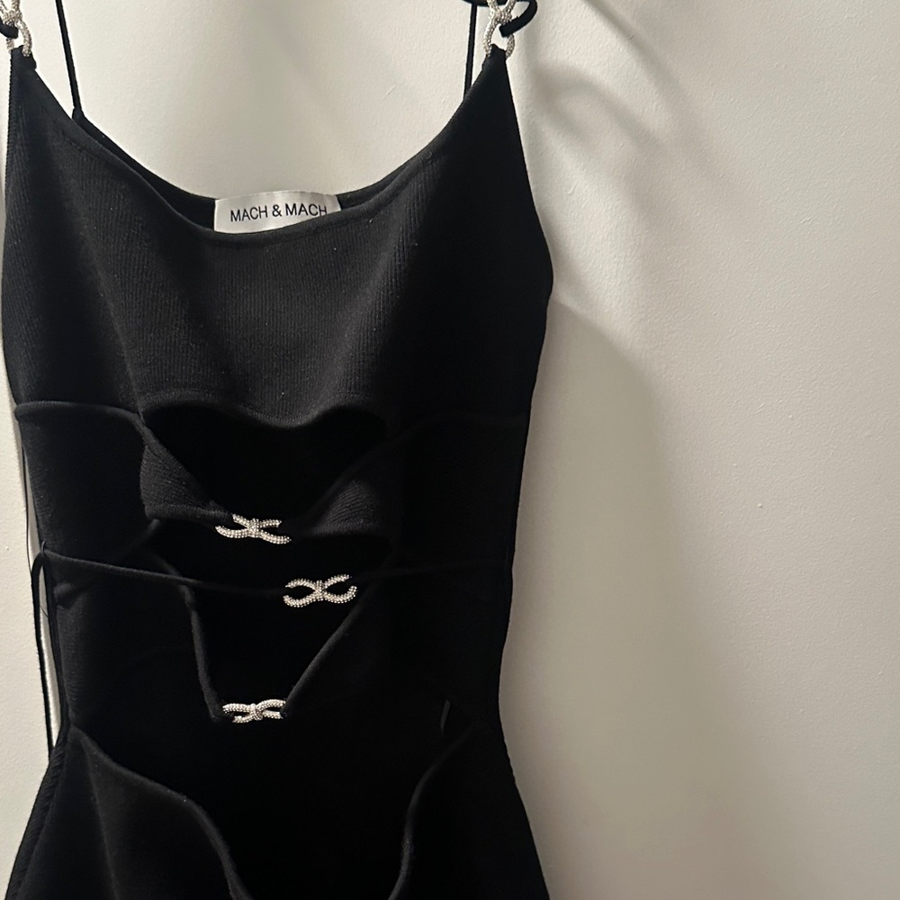 MACH & MACH Black Dress with Cutout and Tie Details
